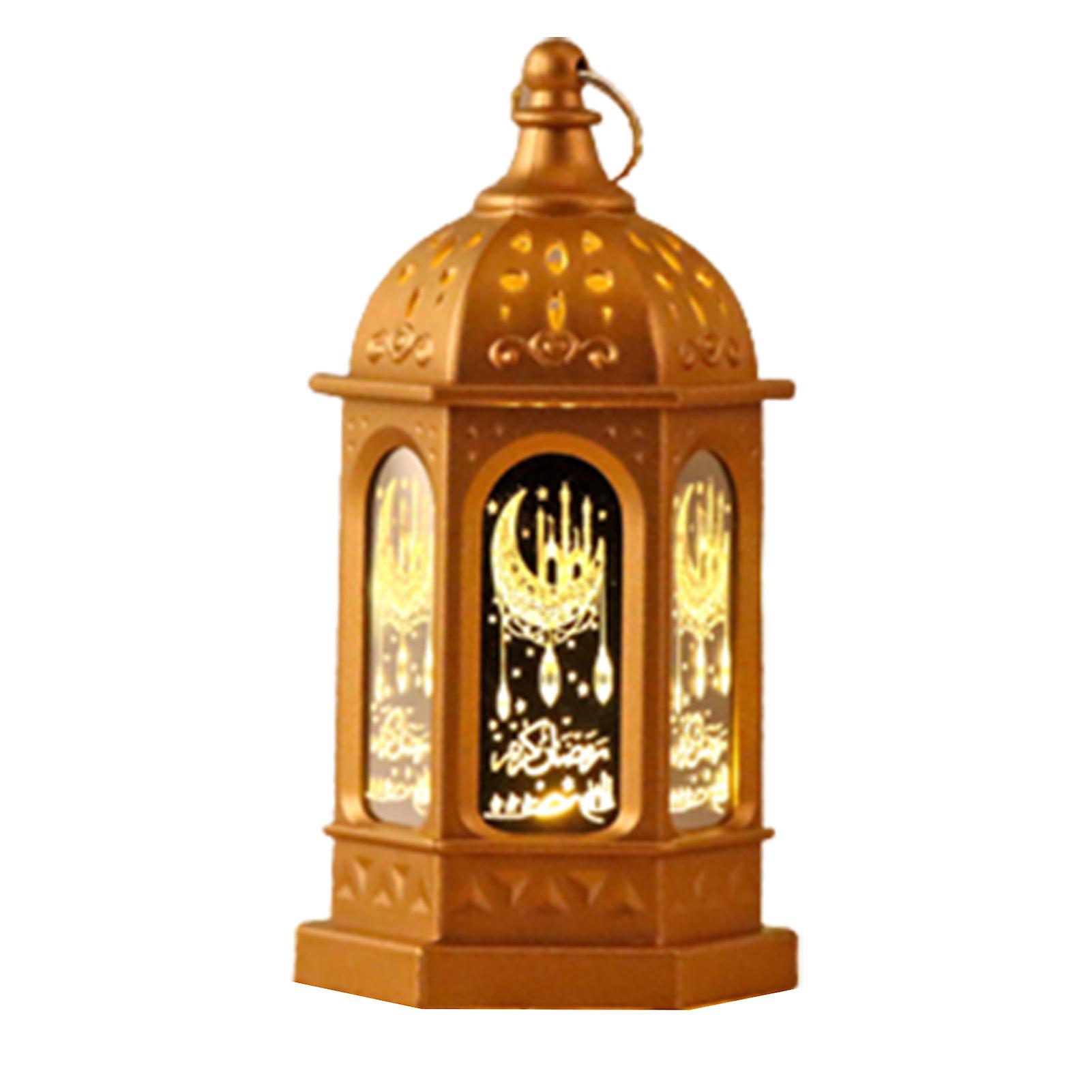 Eid Mubarak Decoration Lantern Portable Imitation Led Lights Hanging Lantern For Indoor Outdoor Ornaments