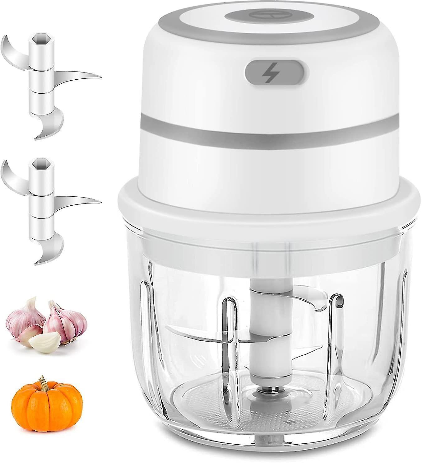 Mini Electric Chopper, Food Chopper Vegetable Chopper Processor With 300ml Glass Bowl, Electric Meat