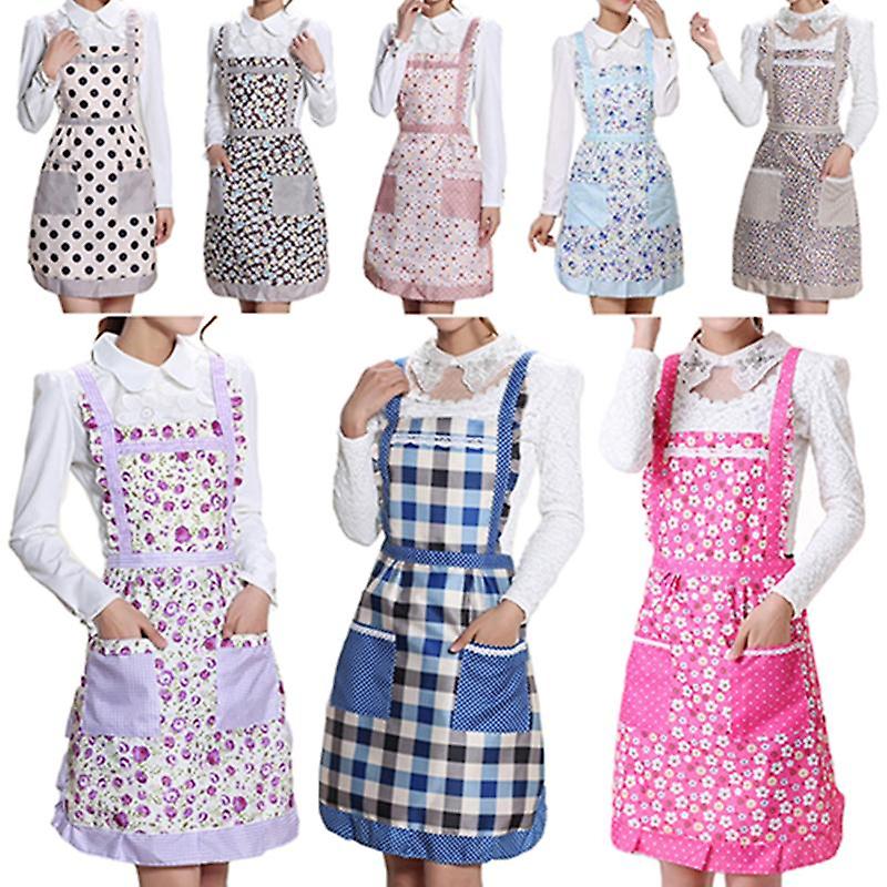 Kitchen Apron Printed Comfortable Polyester Unfading No Pilling Pinafore for Kitchen