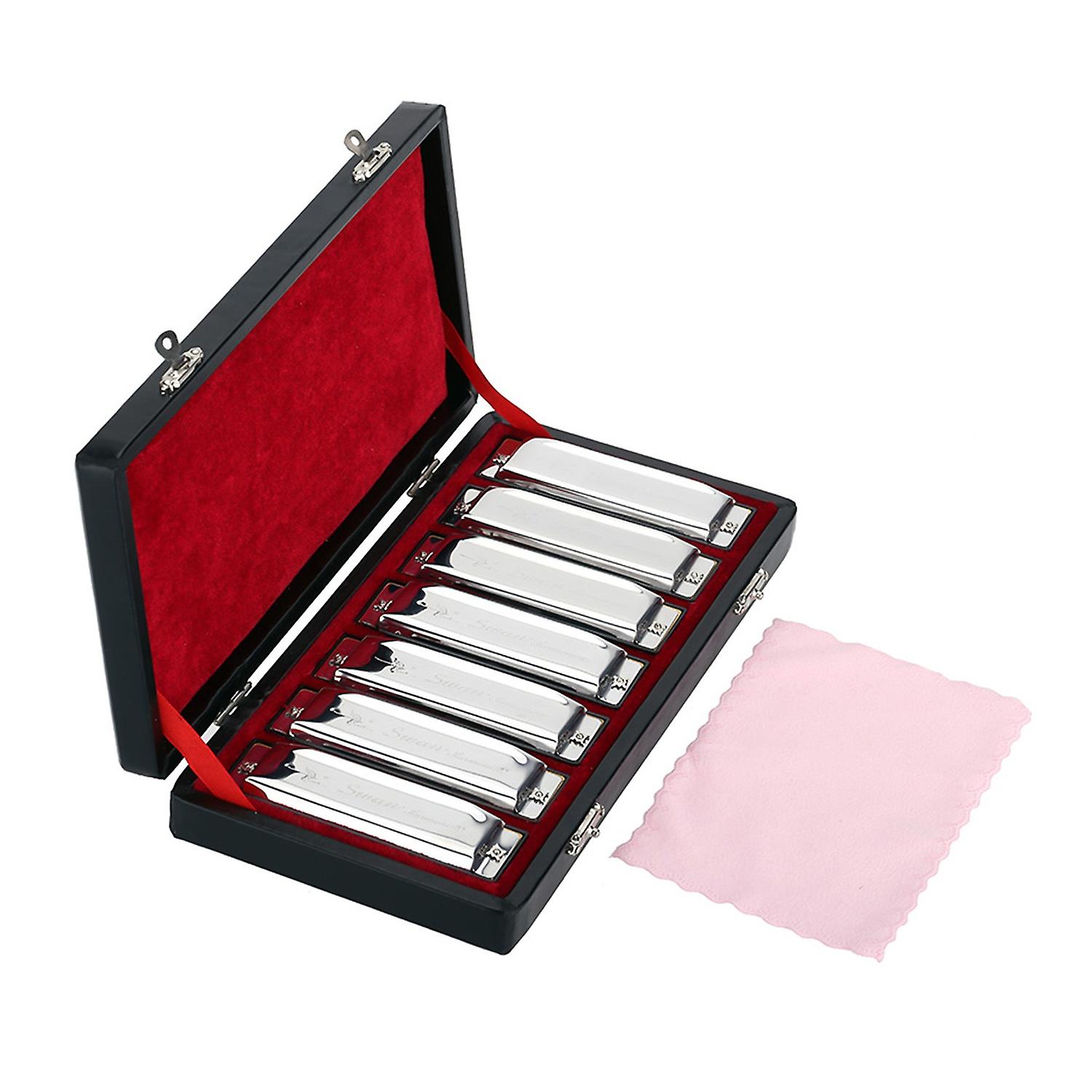 SWAN Harmonica 10 Holes Harp Blues Harp Blues Harmonica Diatonic Harmonica Set 7 Piece (A-G) W/ Exqu