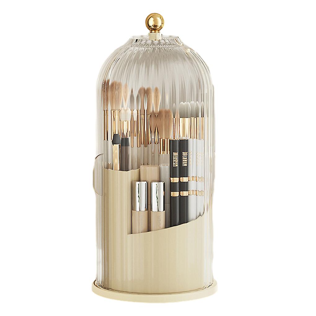 Black Exquisite Craft Large Capacity Smooth for Surface Rotating Makeup Brush Box Rotating Makeup Box beige