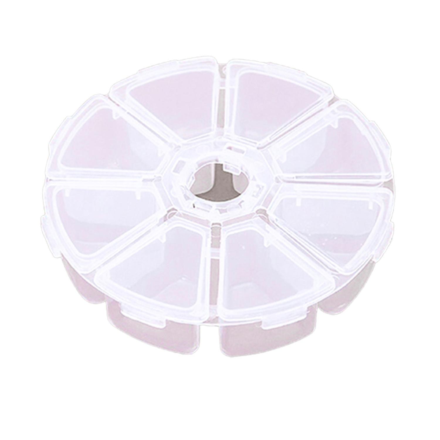 Medicine Box Round Shape Classification Storage 8 Grids Classification Bead Organizer for Traveling
