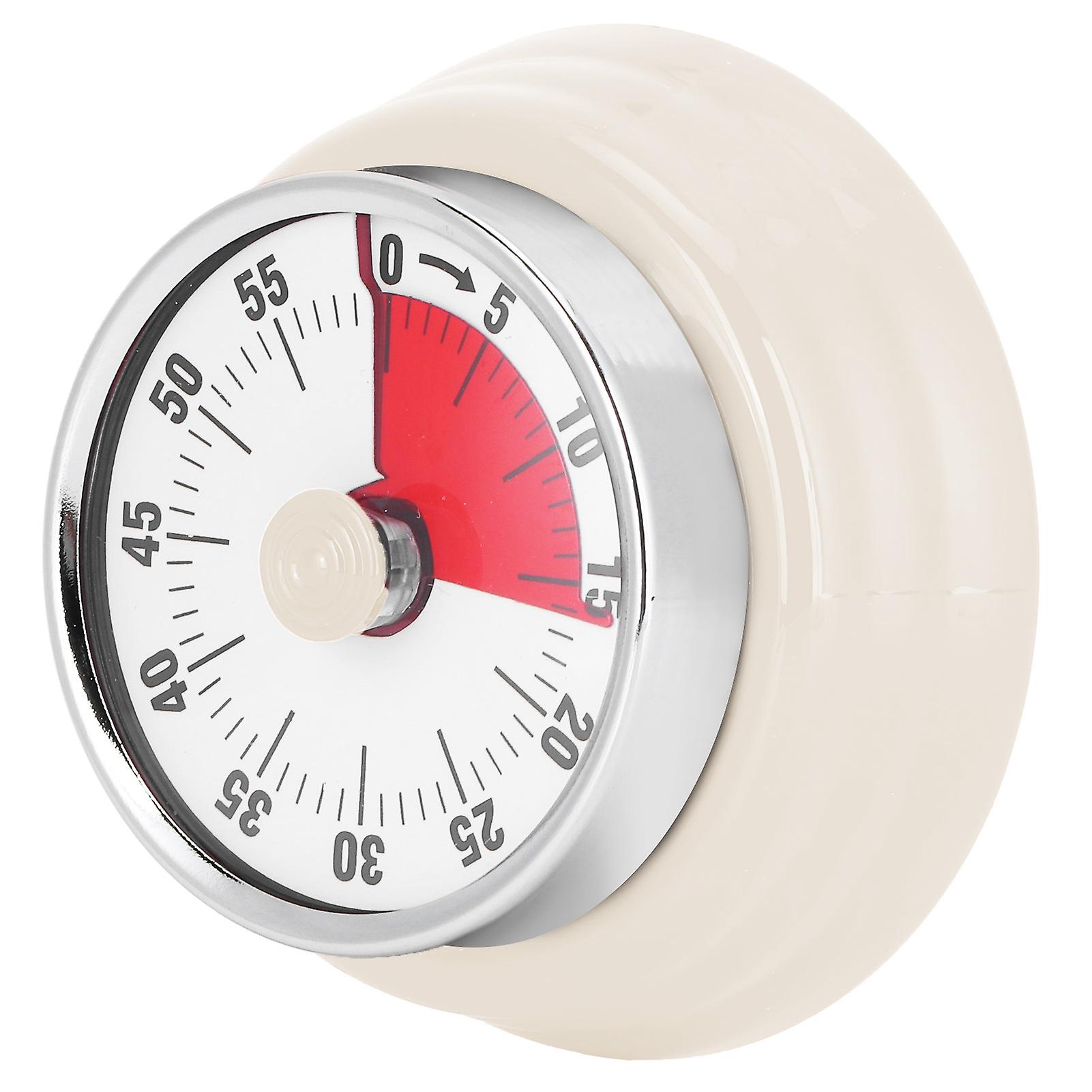 Magnetic Kitchen Timer - Manual Mechanical Alarm for Cooking, Baking, and More - Countdown Reminder for Time Management(White)