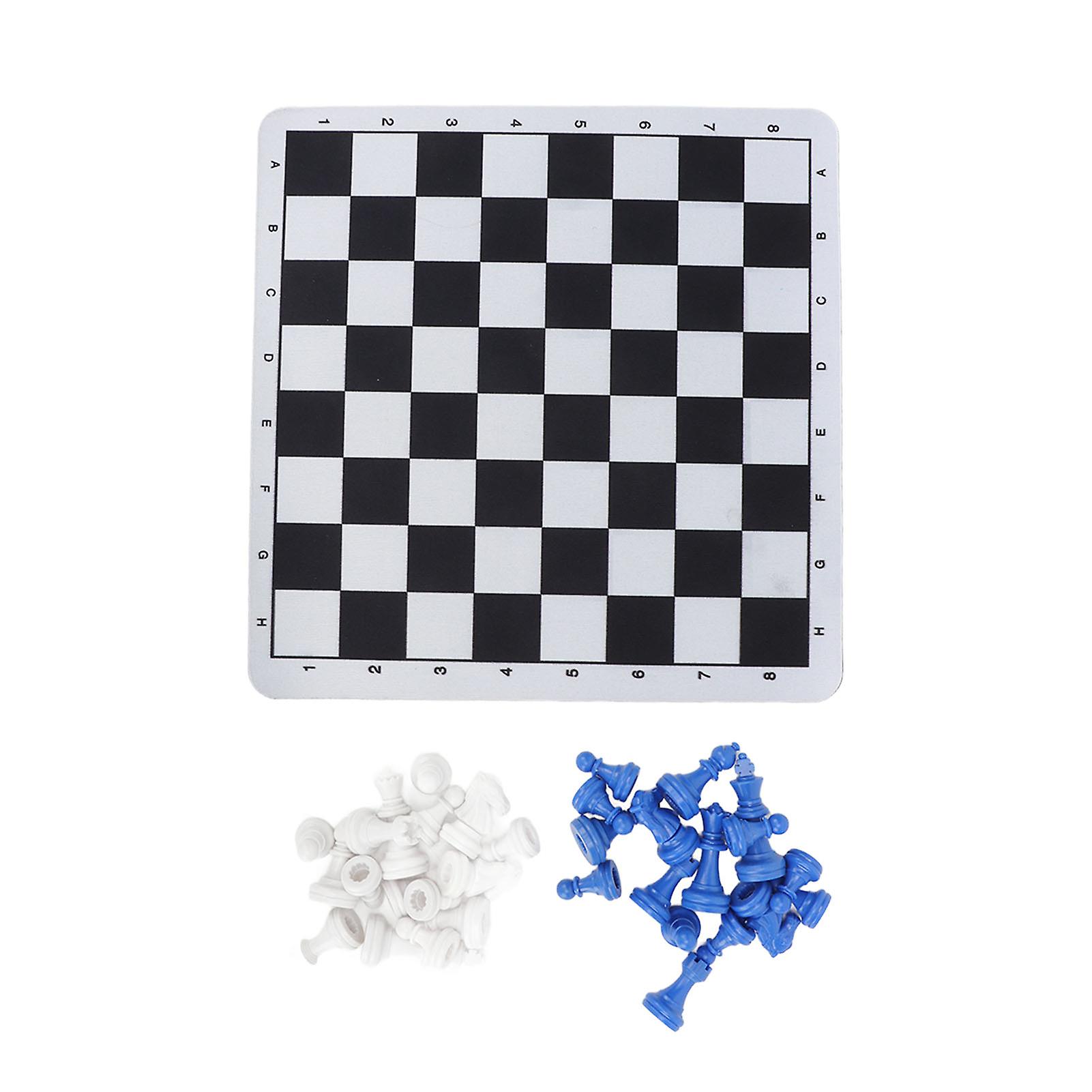 1.89in Blue White Plastic Chessmen Set with 24cm Chessboard