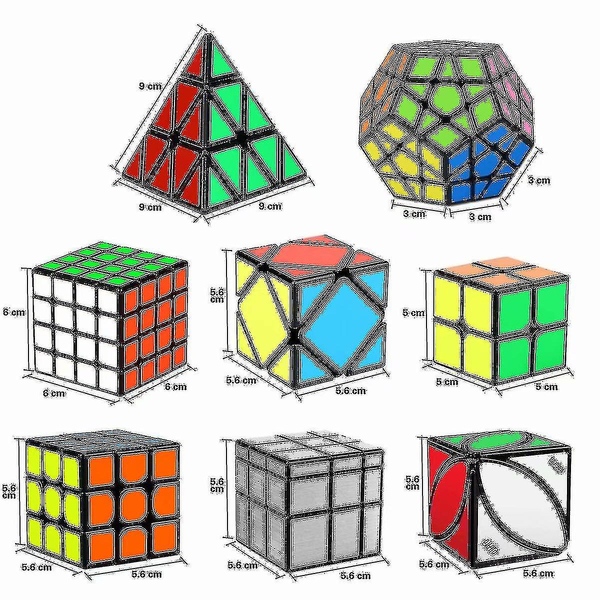 Speed Cube Set, Magic Cube Bundle 2x2 3x3 4x4 Pyramid - Toy Puzzles Cube For Kids And Adults Set Of 8