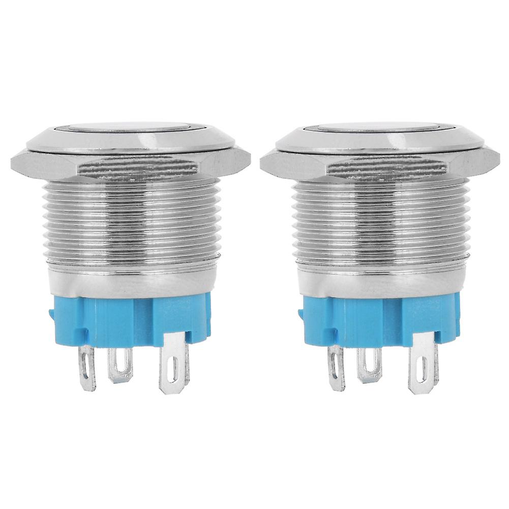 2PCS Green Light 19mm Push Button Switch - IP65, 4 Pin, Self-Reset, On/Off, 12-24VDC