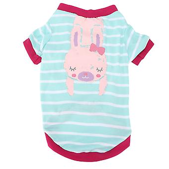 Pet TShirt Striped Cotton Cartoon Print Autumn and Winter Thin Bottoming TShirt for Pets(Lake Blue Bunny M)