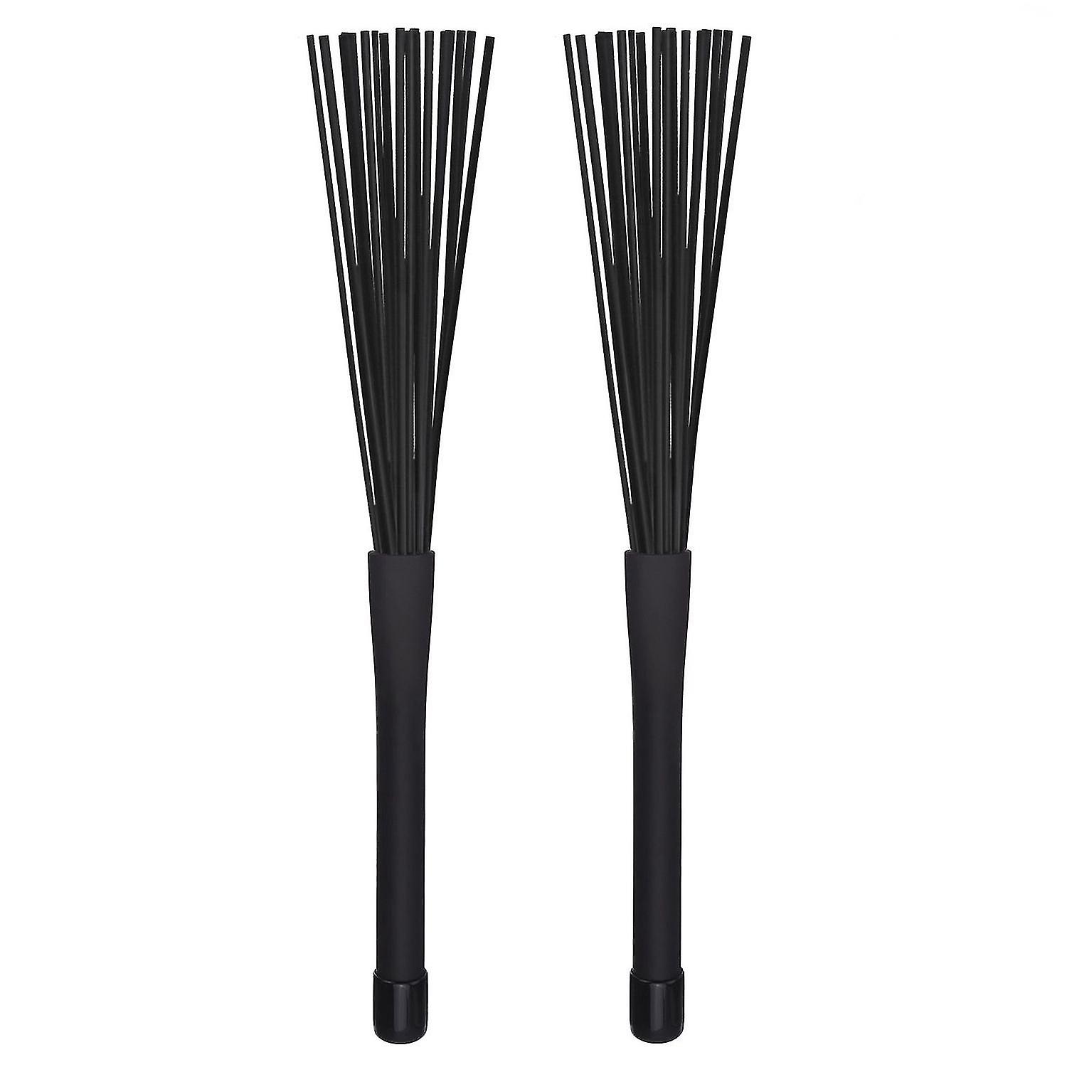 1 Pair Jazz Drum Brushes Retractable Drum Sticks 32 Cm Black