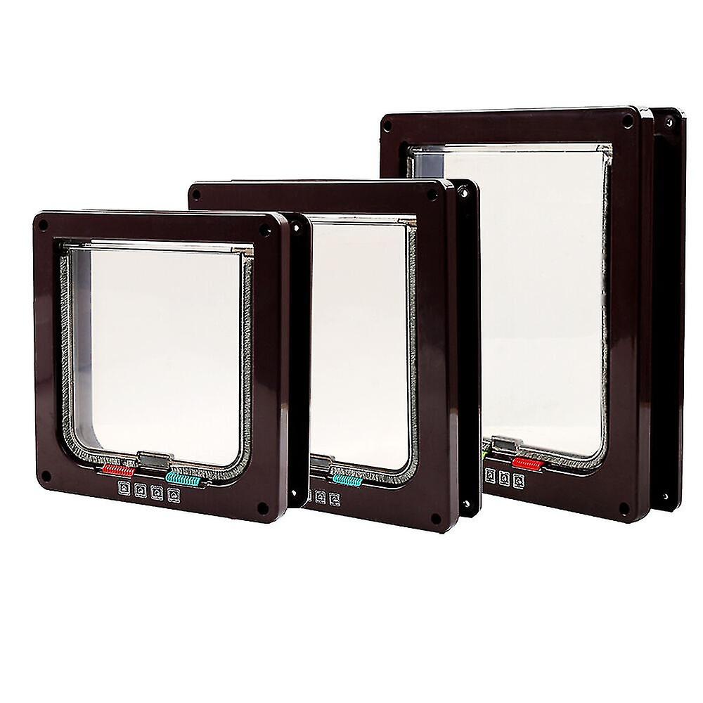 Pet door locking Small Medium Large Dog Cat Flap Magnetic White Frame 4 way