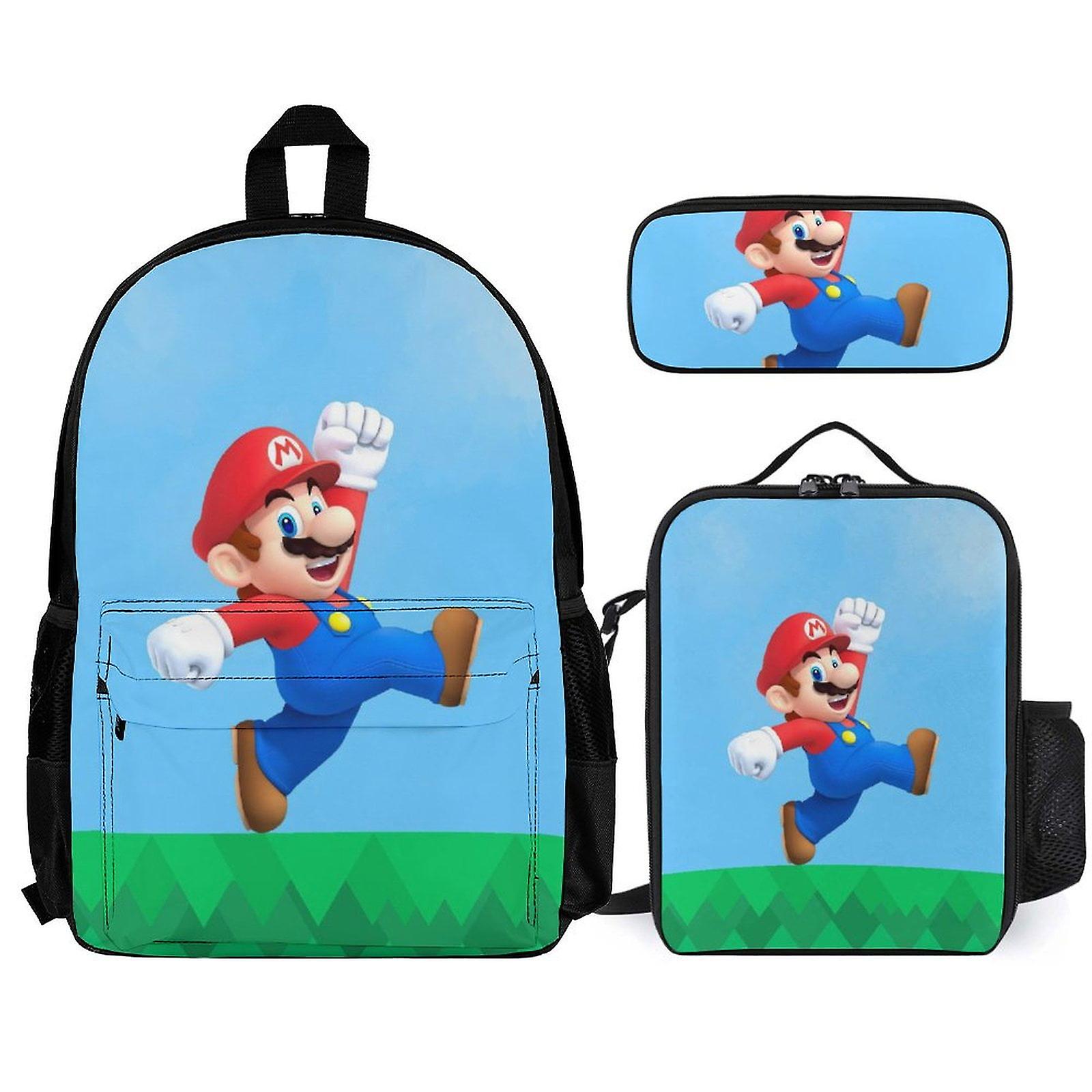 Super Mario Backpack Set, Backpack with Lunch Box And Pencil Case 3pcs Set