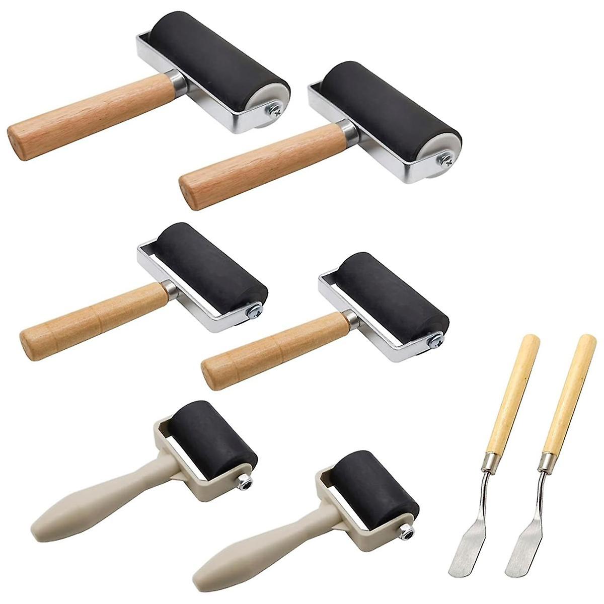 8 Pack Rubber Roller - Brayer Rollers with 3 Size for Crafting Brayer Rollers for Printmaking Braye