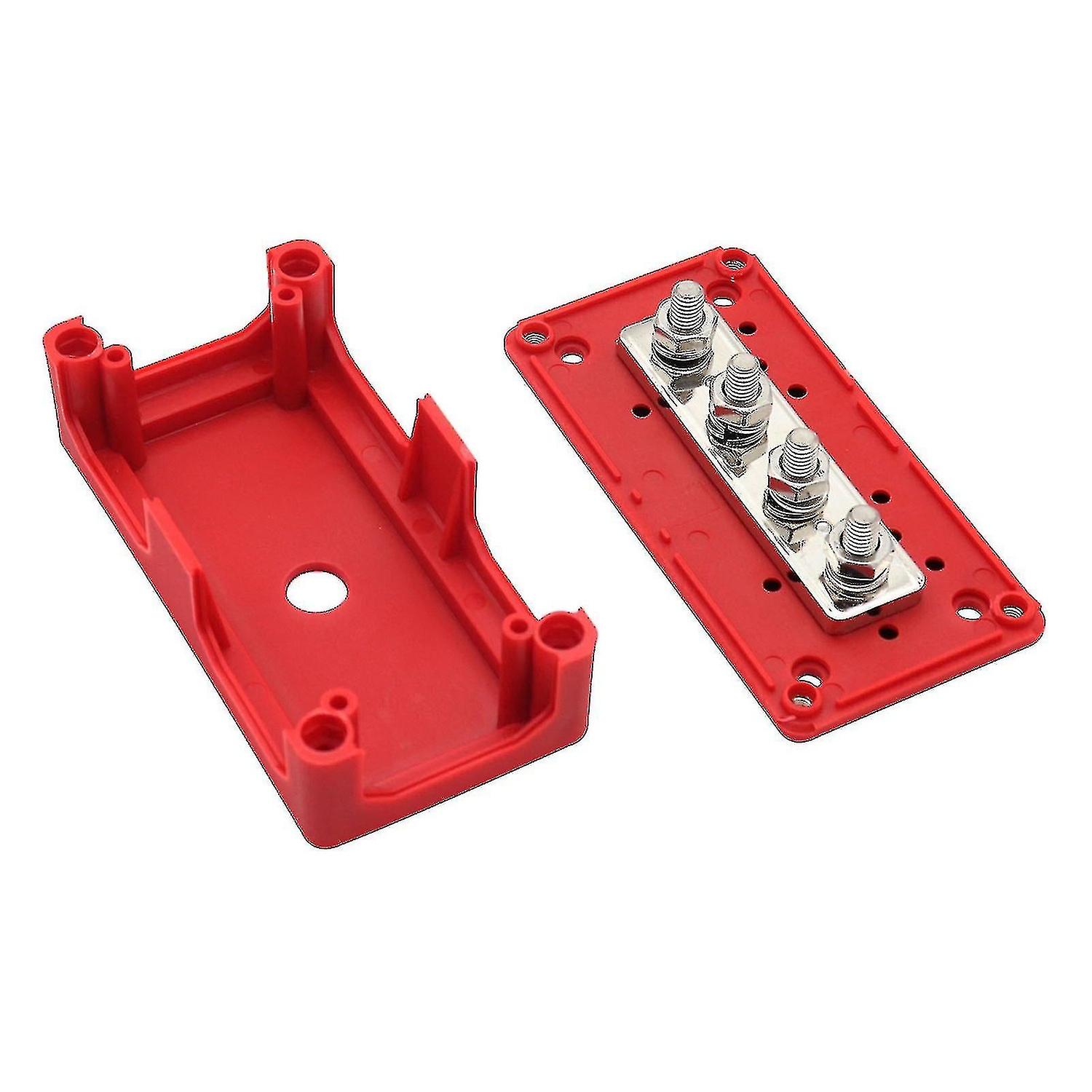 300A bus bars 12v-48v heavy duty power distribution block 4x m8 5/16&quot; terminal studs red for rv