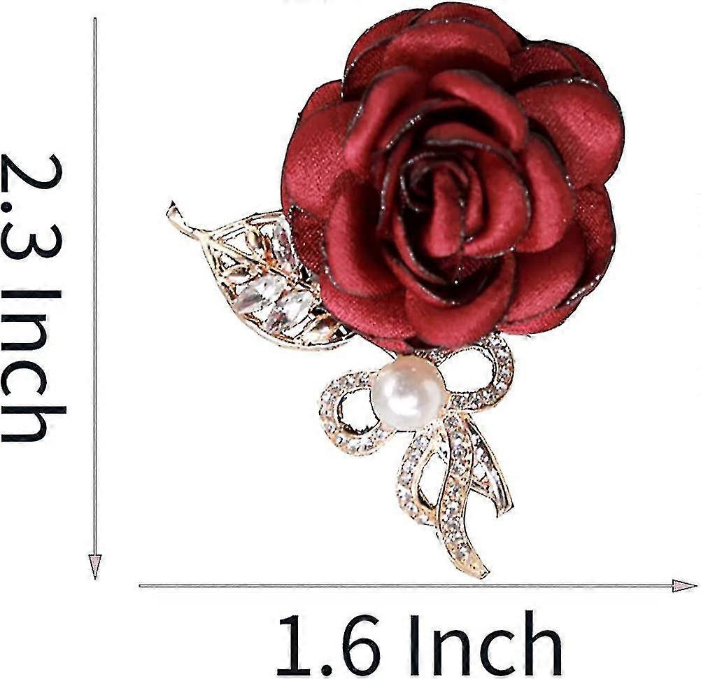 Red Rose Flower Brooch Pin – Crystal Floral Lapel Pin For Women & Men, Wedding & Party Jewelry Gift - View #9