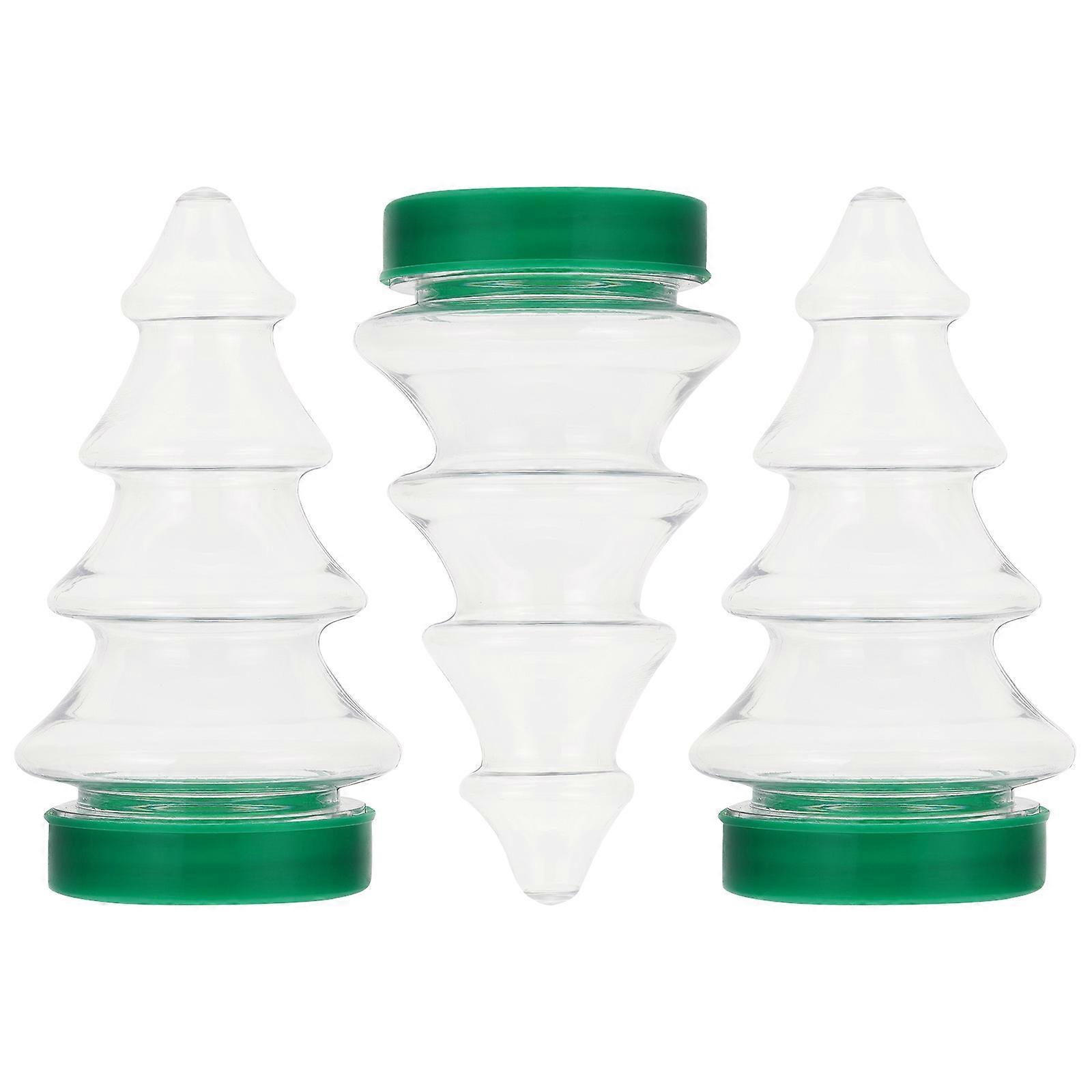 3Pcs Lovely Candy Bottles Christmas Tree Shaped Storage Bottles Wrapping Bottles