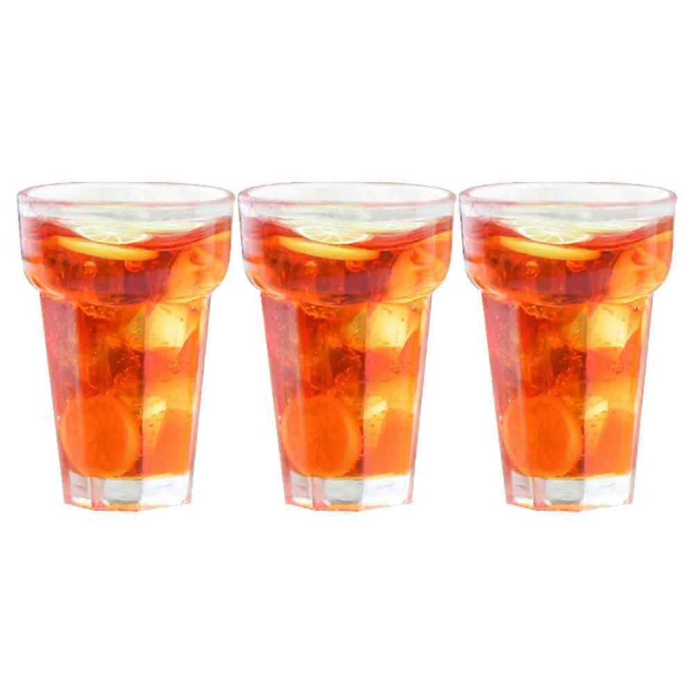 3pcs Miniature Lemon Juice Drinking Models Mini Lemon Tea Cup Drink Beverage Toy