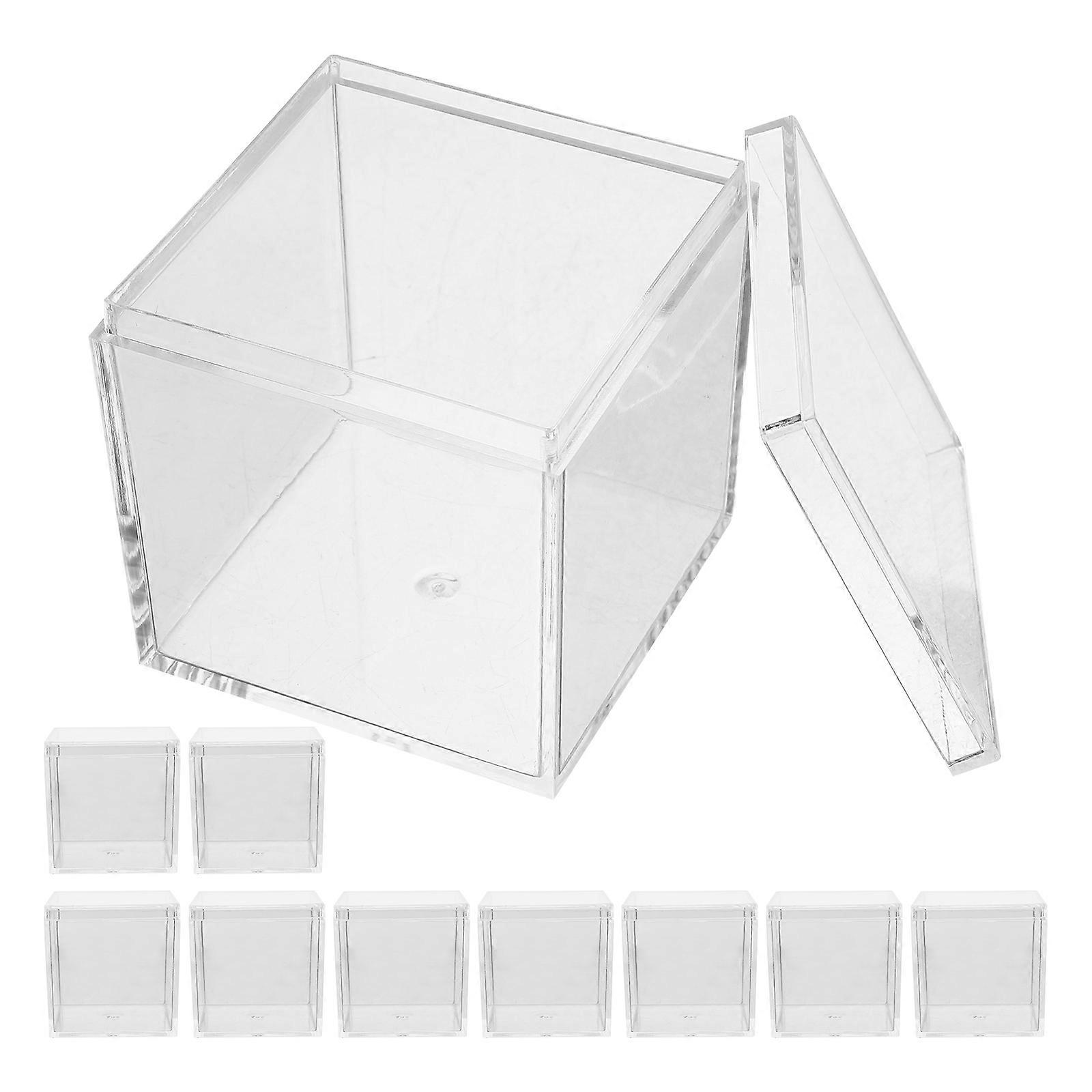 10pcs Clear Cube Box 5.5cm Mineral Sample Case Desktop Specimen Box Specimen Container Box