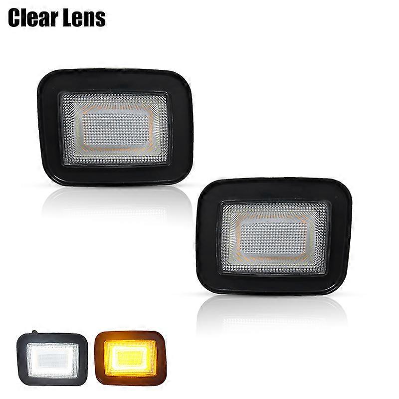2pcs Switchback Amber Yellow LED Front Turn Signals Lamp For 2005-2009 Hummer H2 SUT Xenon White LED as Daytime Running Lights