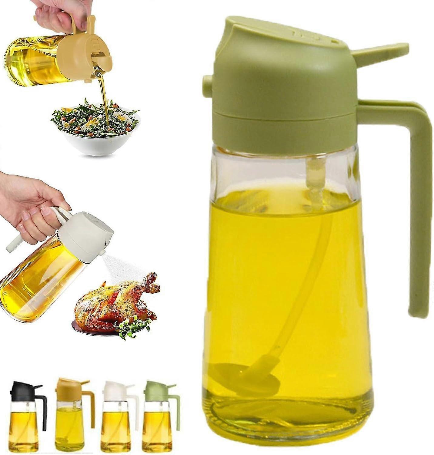 2024 موزع زيت جديد للمطبخ ، موزع زيت زجاجي 2 في 1 وبخاخ للمطبخ ، زجاجة موزع رذاذ زيت الطهي