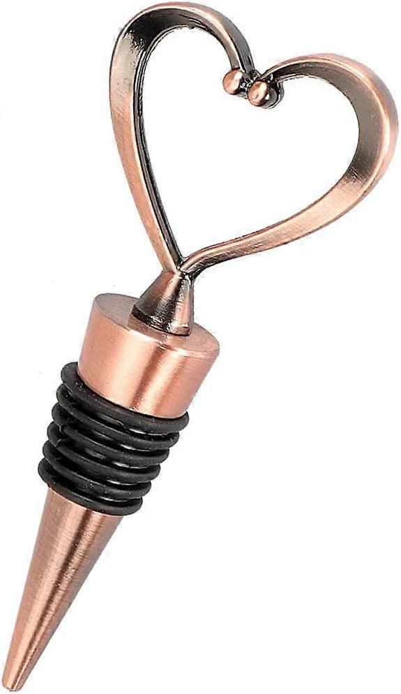 3 stk hjerteformede vinflaskepropper, sinklegering kobberplating vinpropp