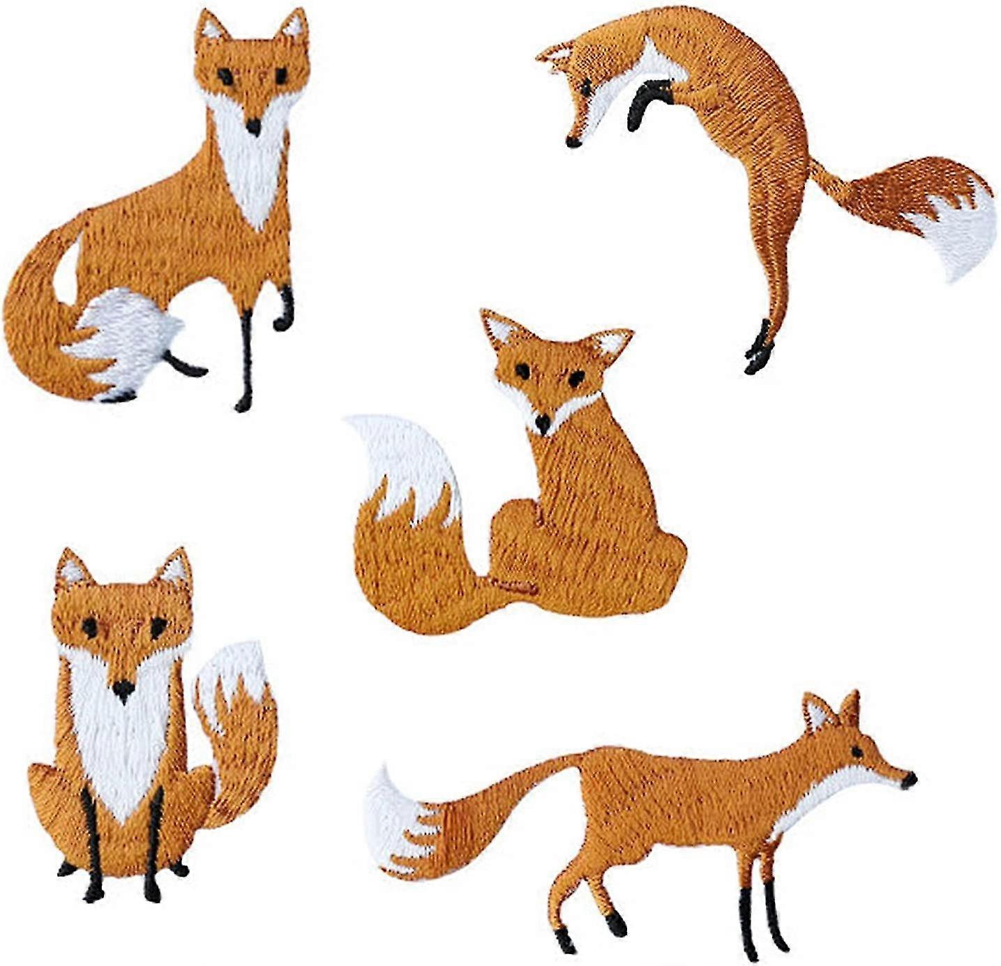 Embroidered Appliqu Patch Sewn Fox Appliqu Patch Delicate Embroidered Patch - 5 Pieces