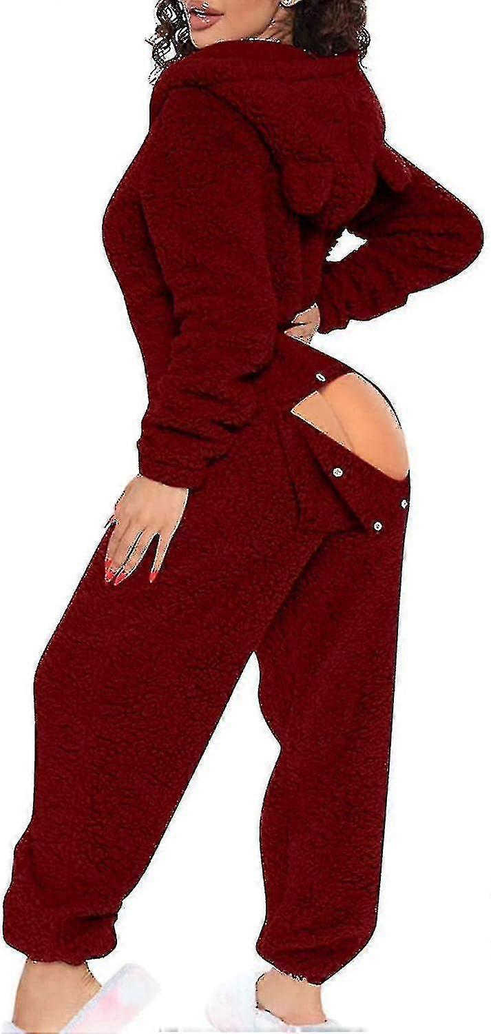 مثير الكبار Onesie بيجاما للنساء بعقب رفرف الصوف مقنعين قطعة واحدة بيجاما المرأة رقيق ملابس النوم، الجمعة السوداء