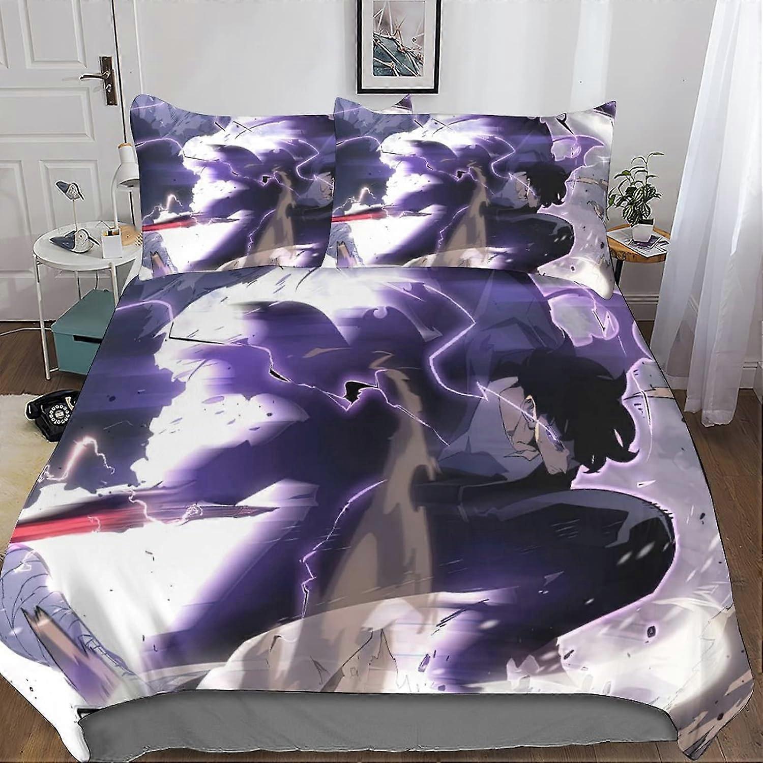 Solo Leveling Påslakan, Solo Leveling Junior Barnsängkläder Påslakan + Örngott Set - Fuktbeständig, Allergivänlig 135*200 CM