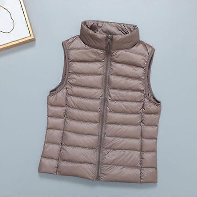 Slim Women Down Vests Spring Autumn Ultra Light Coat Sleeveless Duck Down Coat Stand-up Collar Waistcoat Portable Vest Female