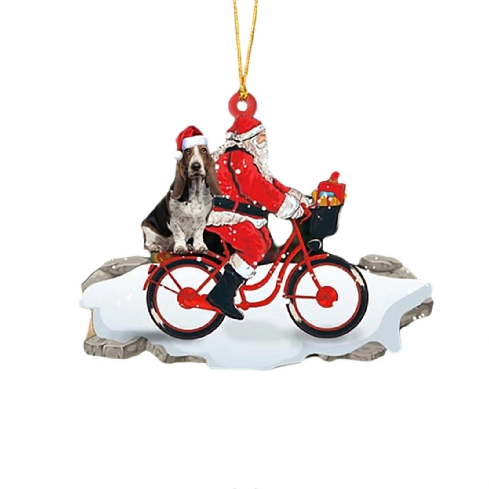 Santa Christmas Tree Ornament with Dog Multifunctional Bag Pendant Props for Car Bag Backpack