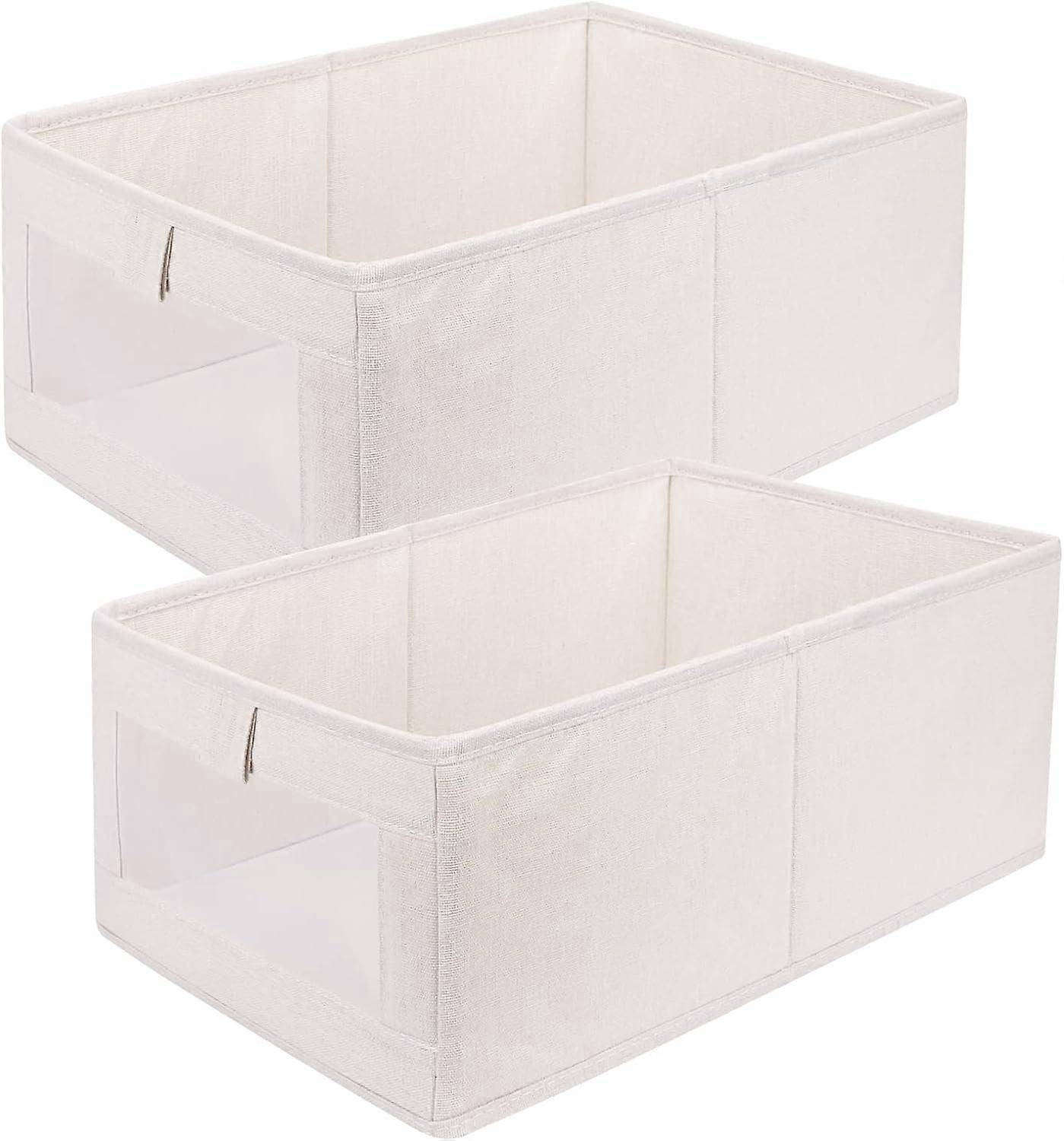 Storage Box Set of 2 Wardrobe Storage Boxes - With Transparent Window - For Wardrobe, Clothes, Books, Cosmetics, Toys (40 x 27 x 17 cm),2024 Ping