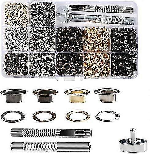 Tool Kit Of 400 Eyelets In 4 Colors With 3 Tools For Diy, Leather, Crafts And Fabric
