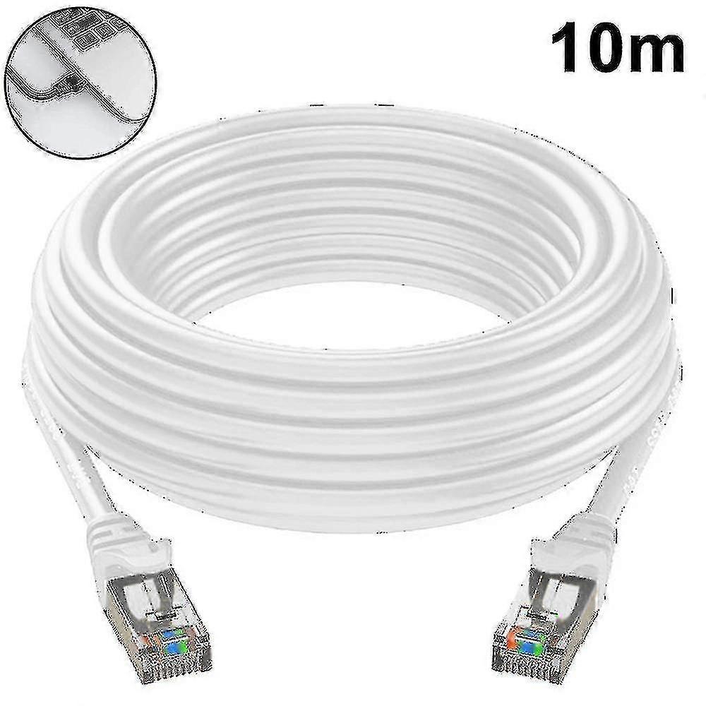 10m Cat6 Ethernet Cable Gigabit Flat Network Lan Cable ,white Qxuan