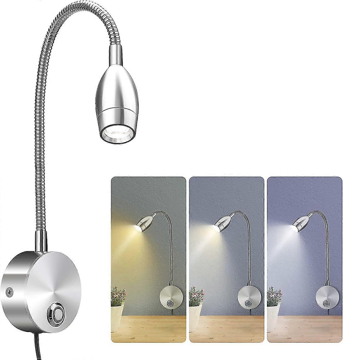 Led Reading Lamp, Bedside Lamp With 3 Brightness Modes 360 Flexible Dimmable, Adjustable Flexible Neck Led Lamp, Desk Lamp For Bedroom, Study, Locker