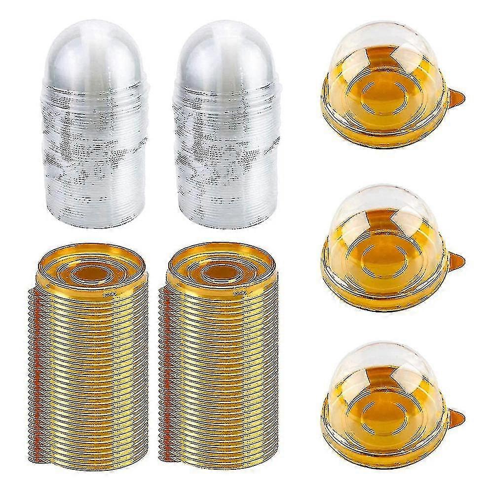 100 Pcs Clear Plastic Mini Cupcake Box Round