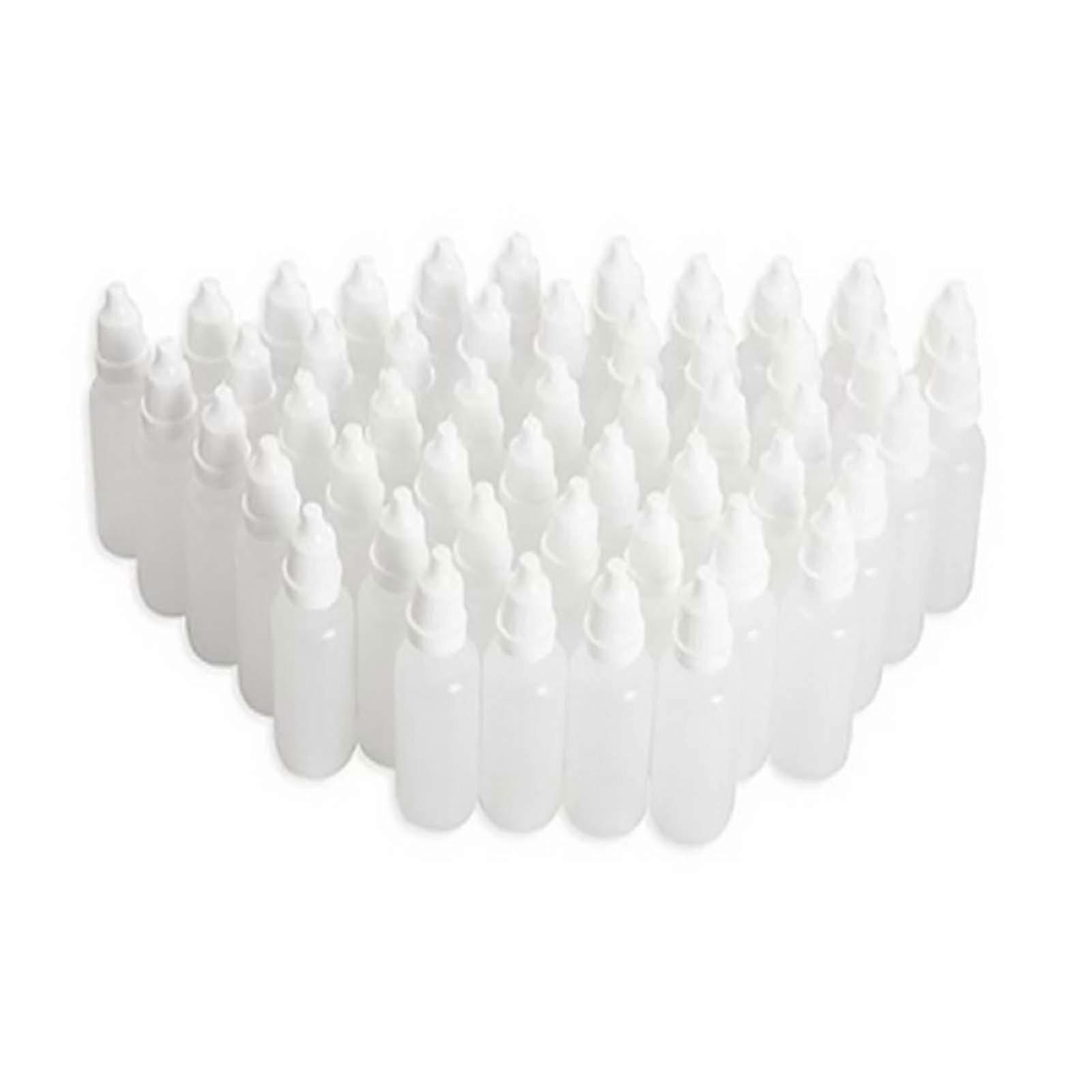 50pcs Plastic Squeezable Eye Liquid Dropper Bottles With Childproof Cap 10m