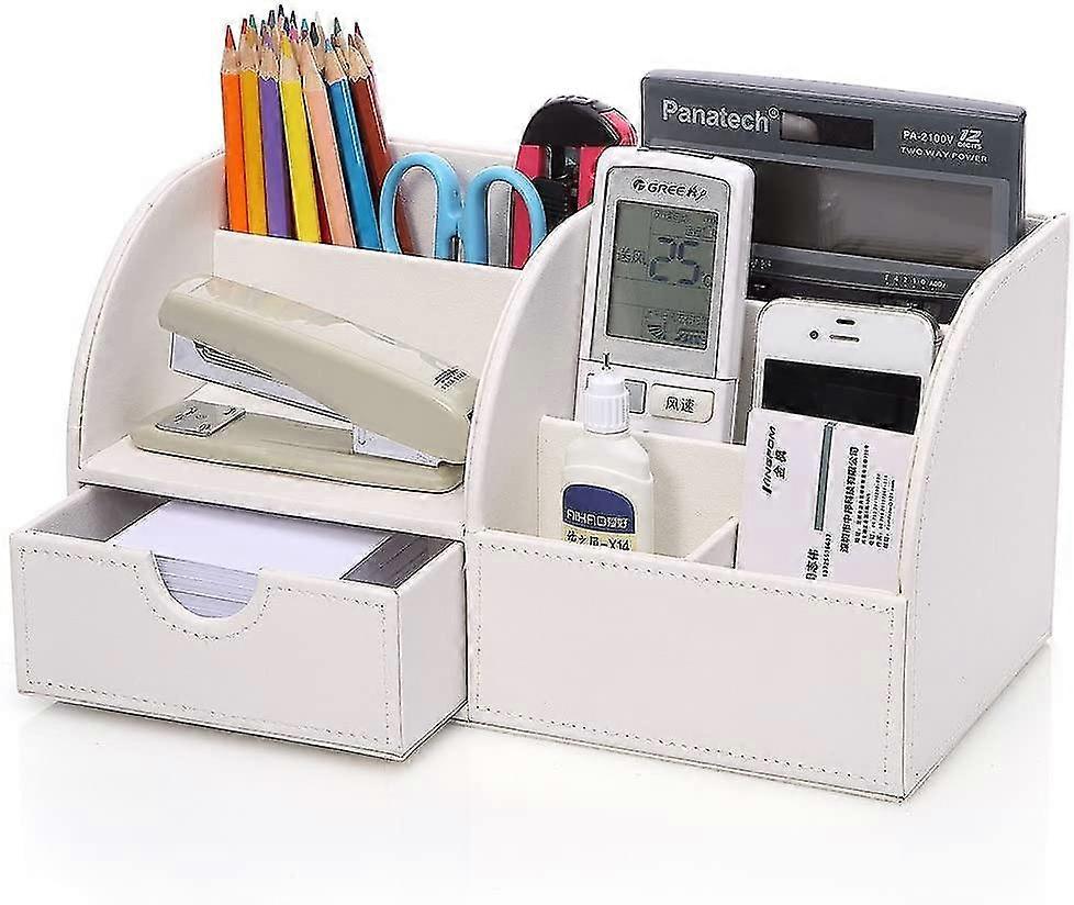7 Compartments Pu Leather Multi-functional Desk Organizer