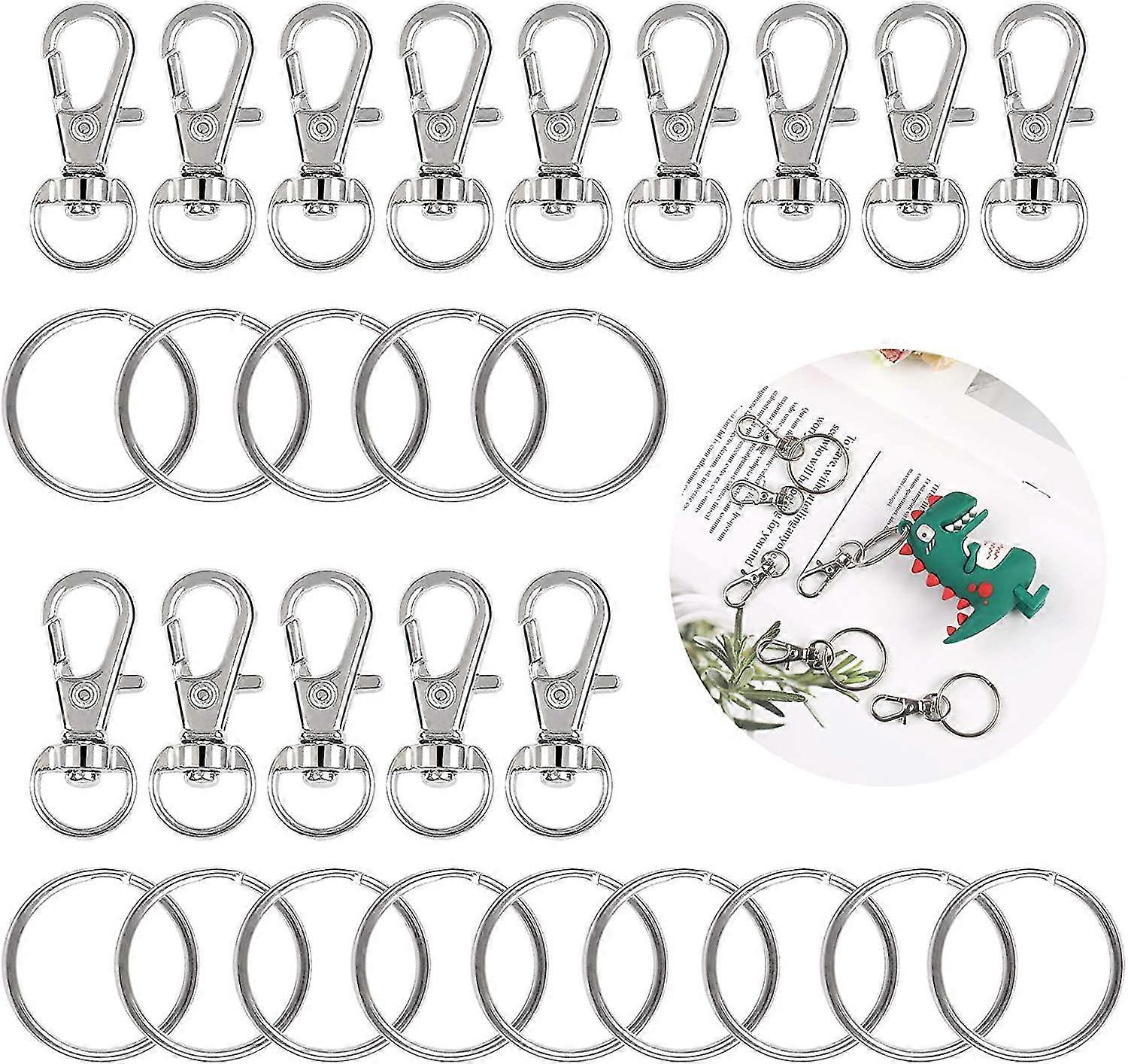 50pcs Keyring Rings Key Rings Hoops - 25pcs Metal Key Ring Clips And 25pcs Split Gift