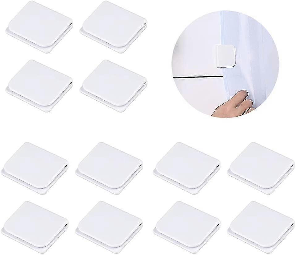 12 Pack Shower Curtain Splash Guard Clips, Windproof, Stickers (white)