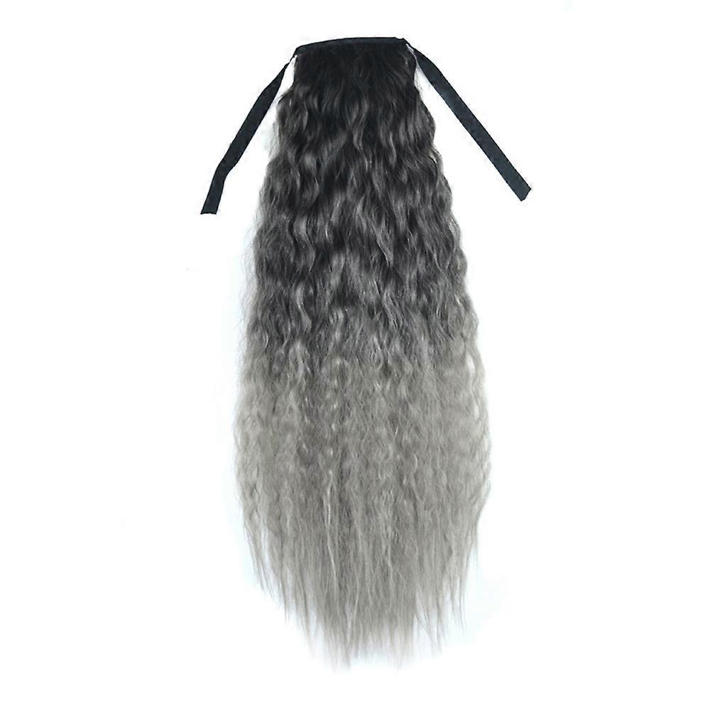 Gradient Color Ribbon Wavy Curly Long Ponytail Horsetail Clip Hair Extensions