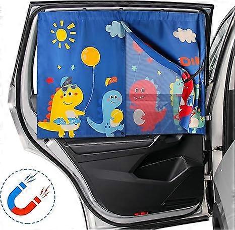 Car Window Shade for Baby, Magnetic Double Layer Car Sun Shade for Side Windows Full Shade and Half Shade Options Cute Patterns Car Window Curtain