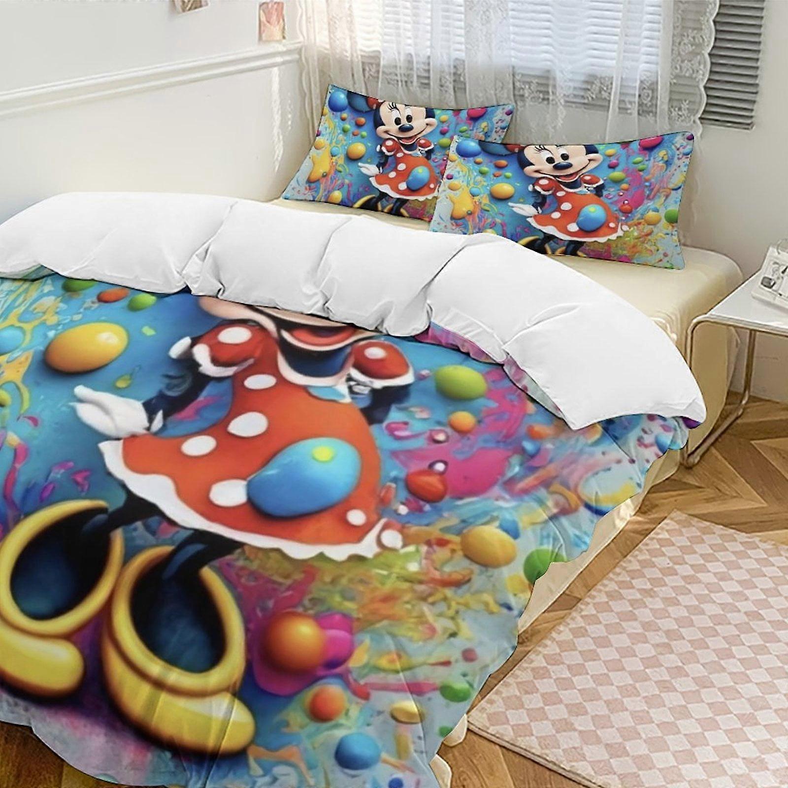 v4173  Bed Sheets Bedding Minnie MouseCartoon Collection 3-Piece Comforter Set, Personalized Bedding Decor for Kids And Teens  Bed Sheets  yuq4173