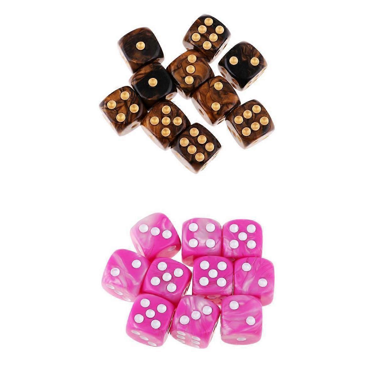 20 Pcs Two Colored Assorted 6 Sided 16mm (D6) Resin Role Play Game Dice Set