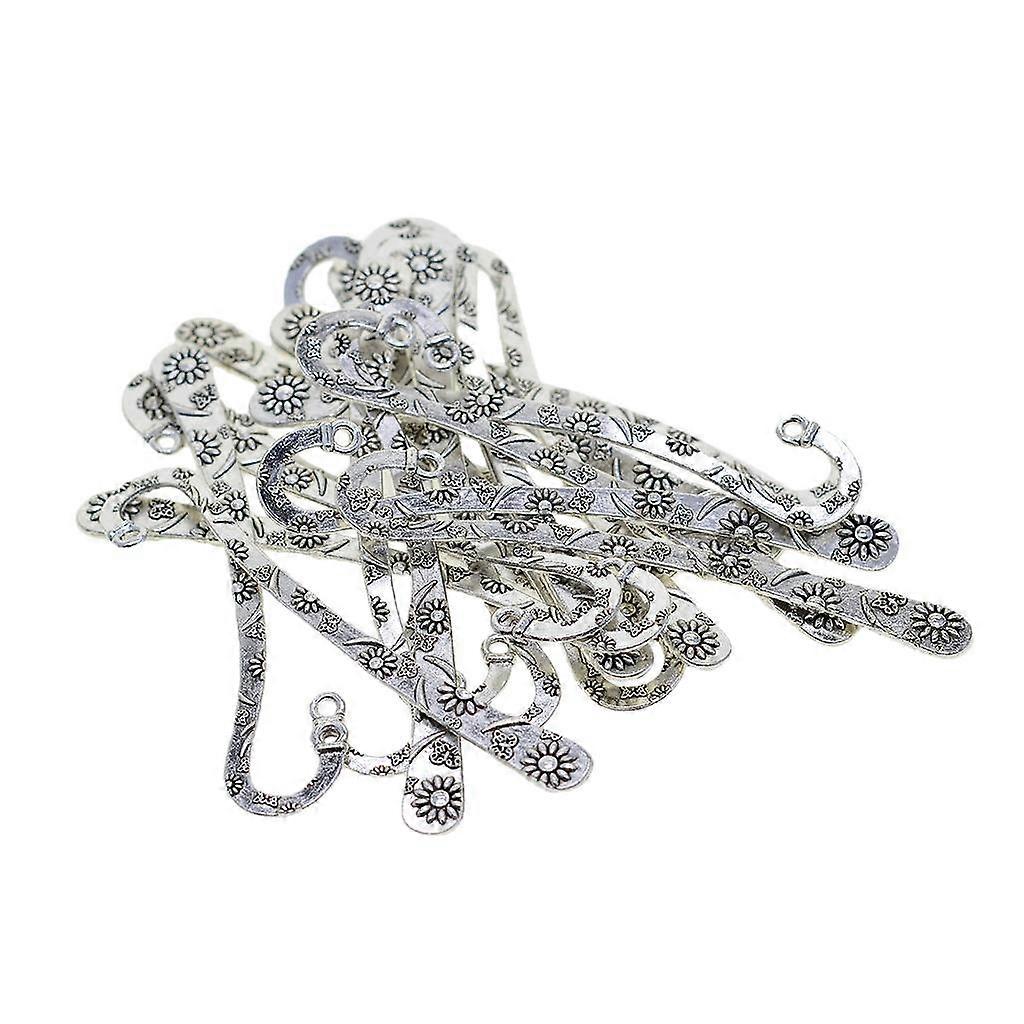 20Pcs Tibetan Silver Blank Beading Bookmarks Daisy Flowers Loop DIY Making
