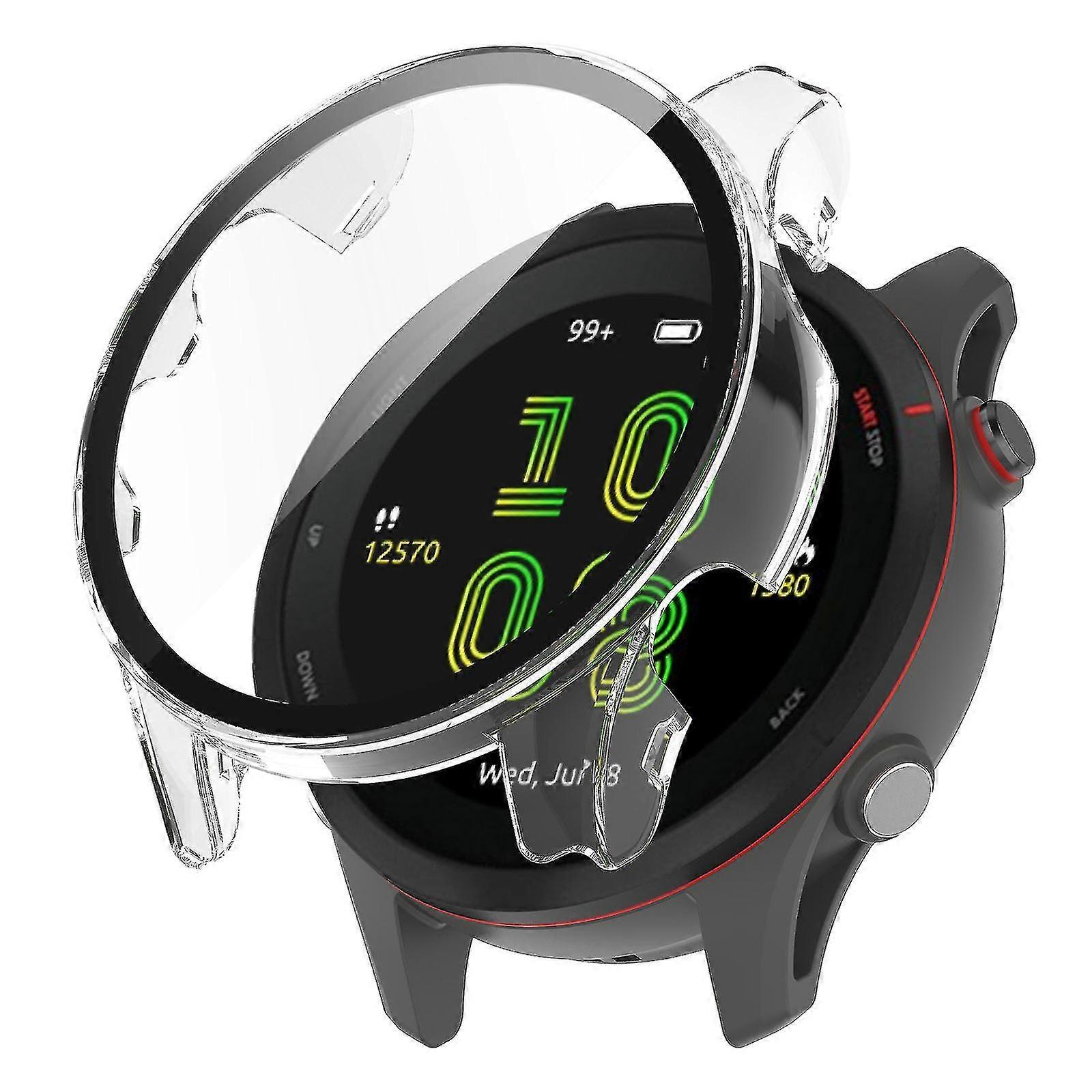 Garmin Forerunner 255用 傷防止・落下防止ハードPCウォッチケース 保護カバー 強化ガラススクリーンプロテクター付き