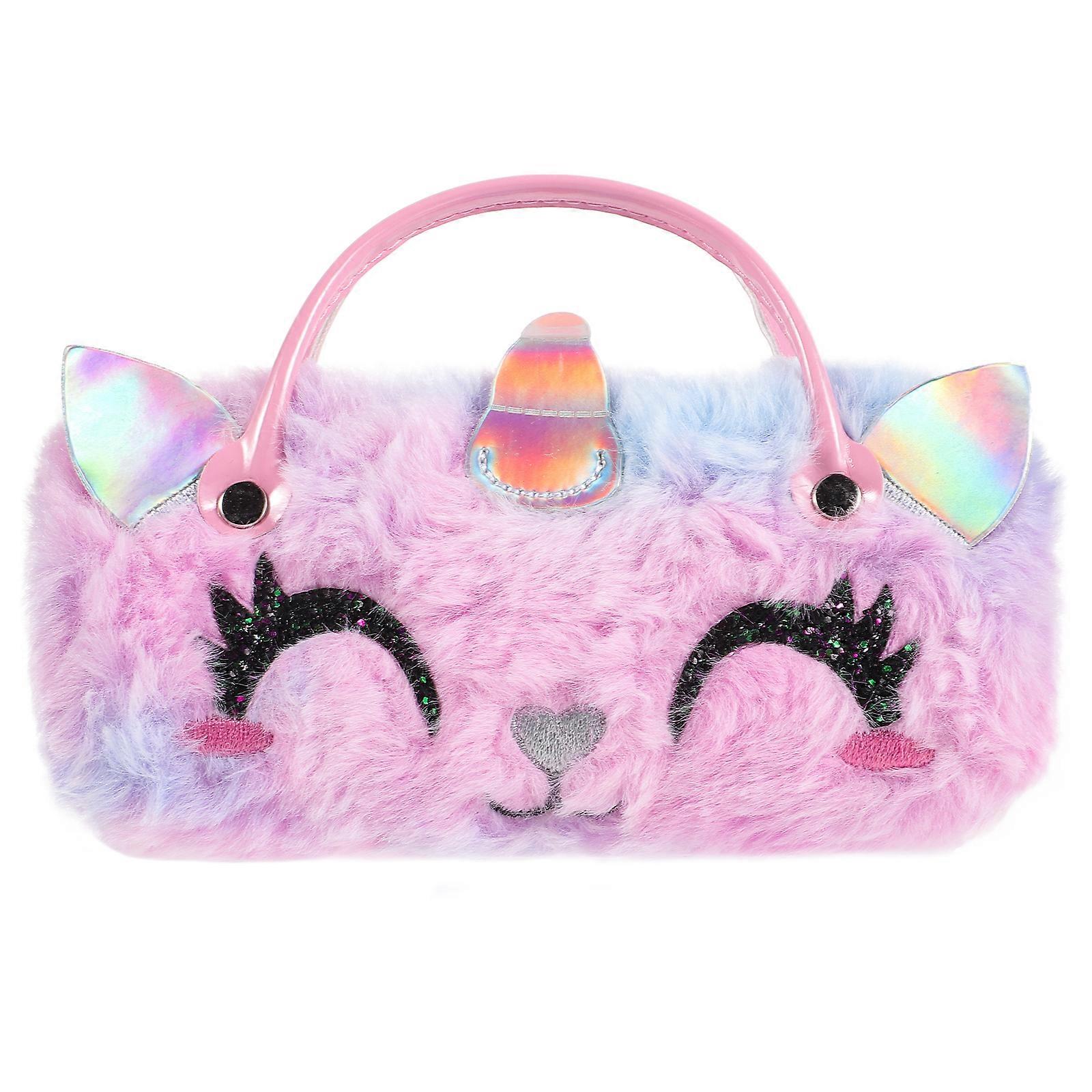 Portable Sunglasses Case Eyeglasses Case Plush Unicorn Glasses Case with Handle