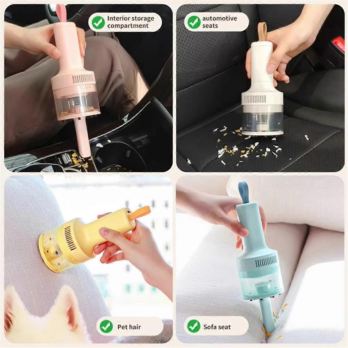 Desktop Vacuum Cleaner for Home and Car Use, Strong Suction, USB Charging, Mini Keyboard Cleaner Ye
