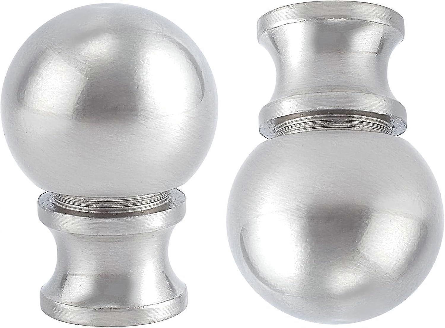 2 Pack Lamp Shade Finials Brushed Metal Ball Knob Lamp Shade Finial Decoration 1/4-27 Inch Base Threaded Cap Knob Lamp Decoration Silver