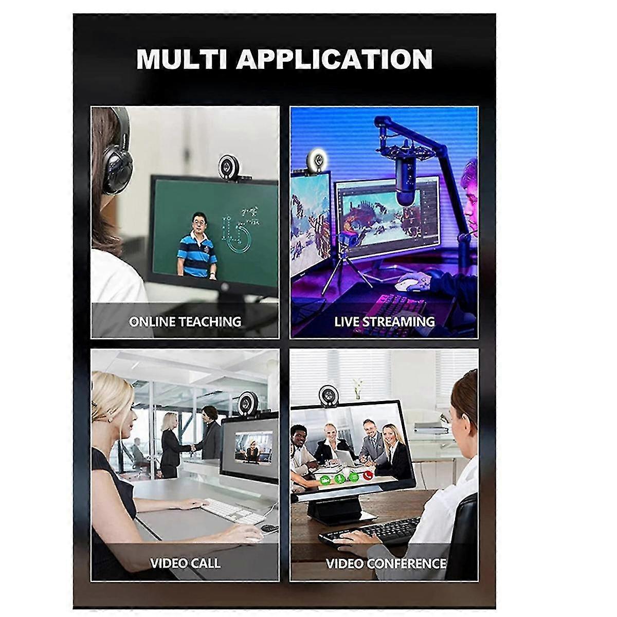 4k Webcam Full Hd Mini Camera With Fill Light Laptop Pc Computer Live Broadcast Video Web Camera Microphone Webcast