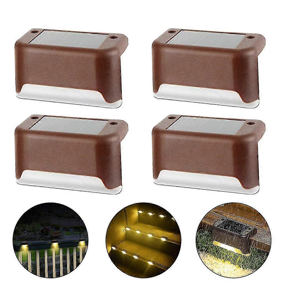4 stk sol trin lys led sol lys sti trappe udendørs lys trin lampe hegn væg landskab sol lampe-hvid sy
