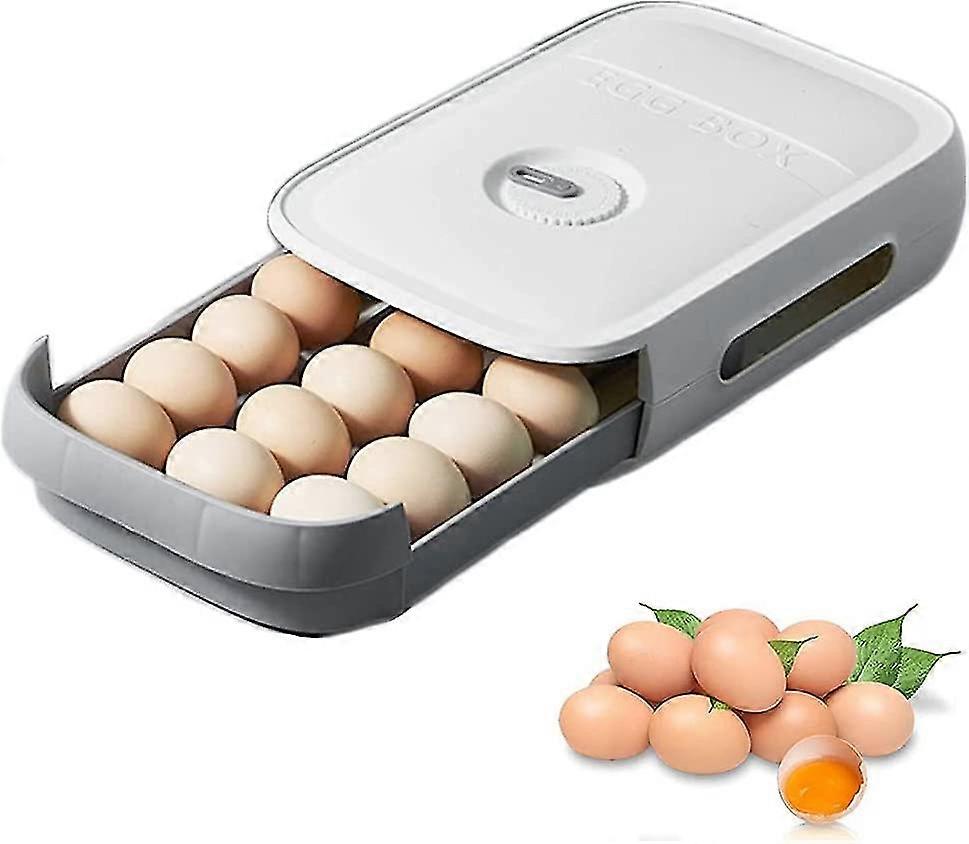 Egg Storage Box, Plastic Egg Box, Kitchen Egg Storage Box, Egg Box With Drawer, Suitable For Refrigerators, Freezers, Tableware