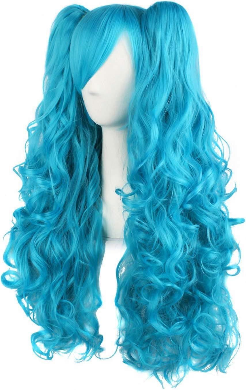 28"/70cm Long Curly Braided Women's Wigs (Blue)